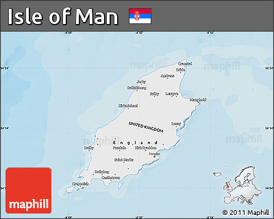 Shaded Relief Map of Isle of Man, single color outside, bathymetry sea, shaded relief sea