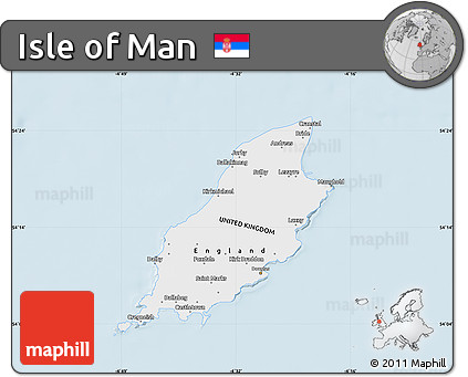 Silver Style Map of Isle of Man, single color outside