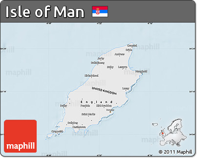 Silver Style Map of Isle of Man, single color outside