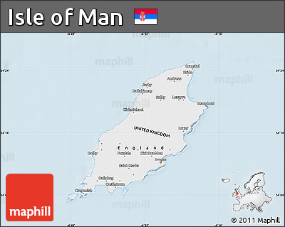 Silver Style Map of Isle of Man, single color outside