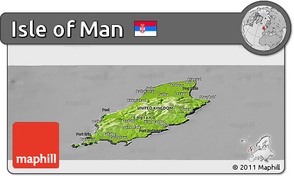 Physical Panoramic Map of Isle of Man, darken, desaturated