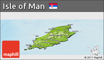 Physical Panoramic Map of Isle of Man, darken, desaturated, land only