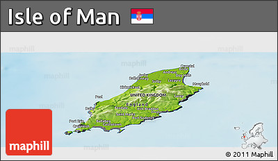 Physical Panoramic Map of Isle of Man, desaturated, land only