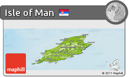 Physical Panoramic Map of Isle of Man, lighten, desaturated, land only