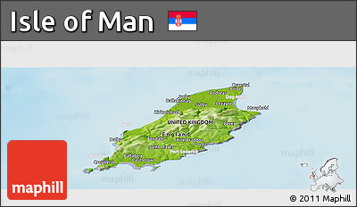 Physical Panoramic Map of Isle of Man, lighten, desaturated, land only