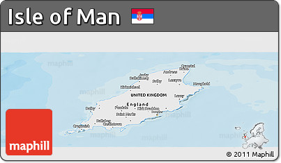 Physical Panoramic Map of Isle of Man, single color outside, bathymetry sea, shaded relief sea