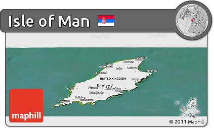 Physical Panoramic Map of Isle of Man, single color outside, satellite sea