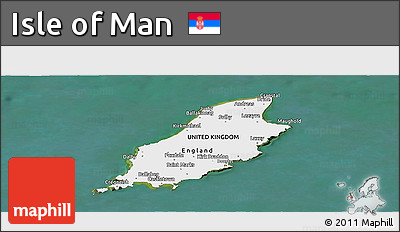Physical Panoramic Map of Isle of Man, single color outside, satellite sea