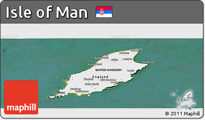 Physical Panoramic Map of Isle of Man, single color outside, satellite sea