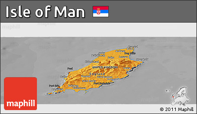 Political Panoramic Map of Isle of Man, darken, desaturated