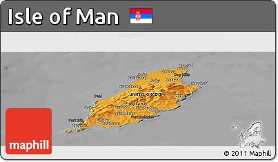 Political Panoramic Map of Isle of Man, darken, desaturated