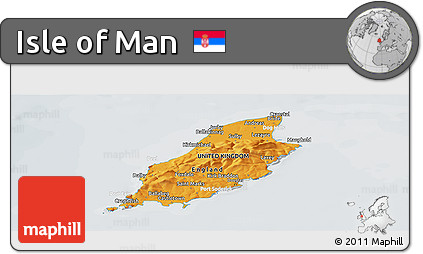 Political Panoramic Map of Isle of Man, lighten, semi-desaturated