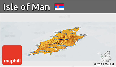 Political Panoramic Map of Isle of Man, lighten, semi-desaturated