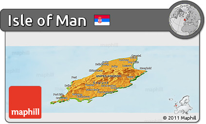 Political Panoramic Map of Isle of Man, physical outside