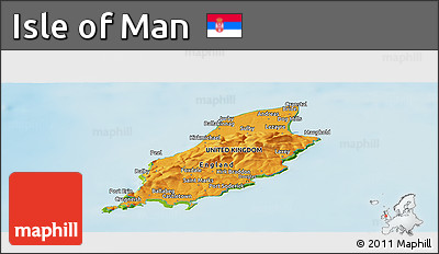 Political Panoramic Map of Isle of Man, physical outside
