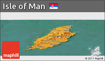 Political Panoramic Map of Isle of Man, satellite outside