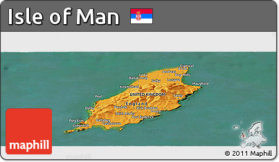 Political Panoramic Map of Isle of Man, satellite outside