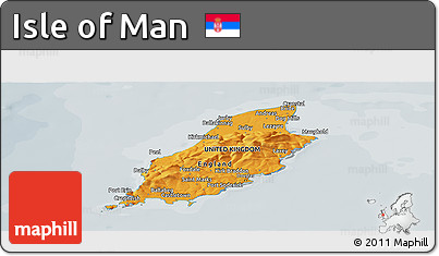 Political Panoramic Map of Isle of Man, semi-desaturated