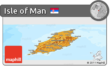 Political Panoramic Map of Isle of Man, semi-desaturated, land only
