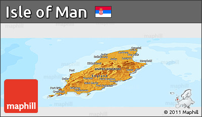Political Panoramic Map of Isle of Man, semi-desaturated, land only