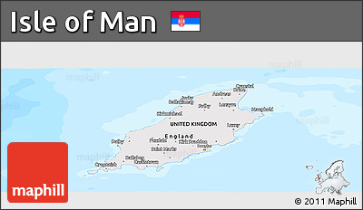 Political Panoramic Map of Isle of Man, single color outside, bathymetry sea