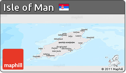 Political Panoramic Map of Isle of Man, single color outside, bathymetry sea
