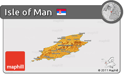 Political Shades Panoramic Map of Isle of Man, cropped outside