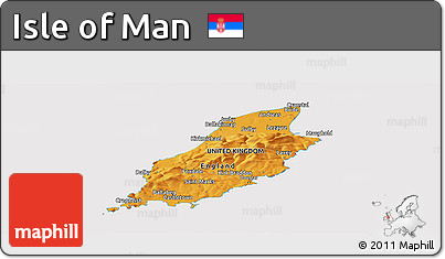 Political Shades Panoramic Map of Isle of Man, cropped outside