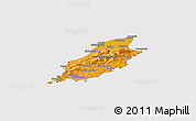 Political Shades Panoramic Map of Isle of Man, cropped outside