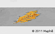 Political Shades Panoramic Map of Isle of Man, darken, desaturated