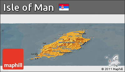 Political Shades Panoramic Map of Isle of Man, darken