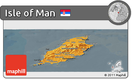 Political Shades Panoramic Map of Isle of Man, darken