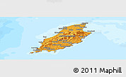 Political Shades Panoramic Map of Isle of Man, desaturated, land only
