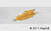 Political Shades Panoramic Map of Isle of Man, desaturated