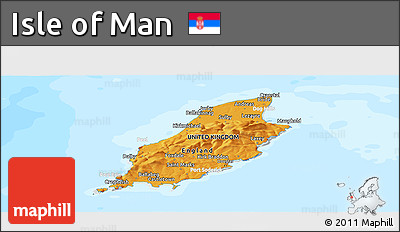 Political Shades Panoramic Map of Isle of Man, lighten, land only