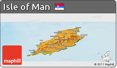 Political Shades Panoramic Map of Isle of Man, physical outside