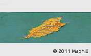 Political Shades Panoramic Map of Isle of Man, satellite outside