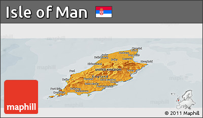 Political Shades Panoramic Map of Isle of Man, semi-desaturated