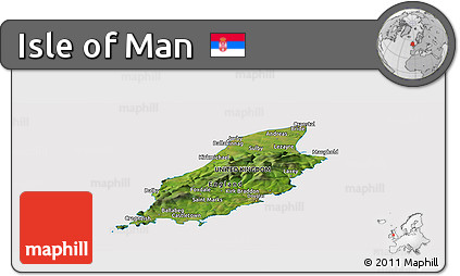 Satellite Panoramic Map of Isle of Man, cropped outside