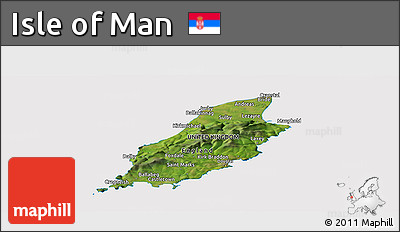 Satellite Panoramic Map of Isle of Man, cropped outside