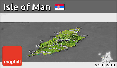 Satellite Panoramic Map of Isle of Man, desaturated
