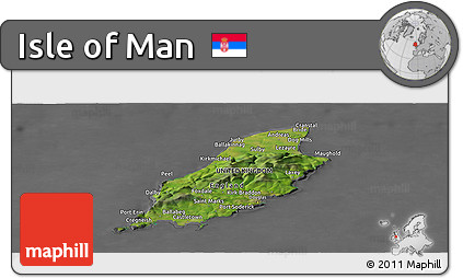Satellite Panoramic Map of Isle of Man, desaturated