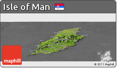 Satellite Panoramic Map of Isle of Man, desaturated