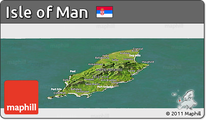Satellite Panoramic Map of Isle of Man, lighten, land only