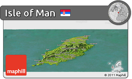 Satellite Panoramic Map of Isle of Man, physical outside, satellite sea