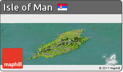 Satellite Panoramic Map of Isle of Man, physical outside, satellite sea