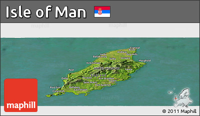 Satellite Panoramic Map of Isle of Man, physical outside, satellite sea