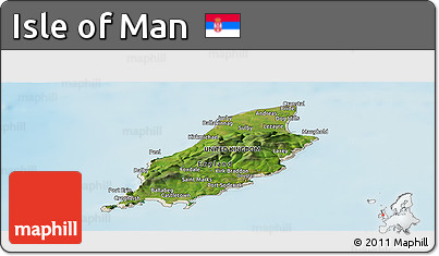 Satellite Panoramic Map of Isle of Man, shaded relief outside