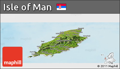 Satellite Panoramic Map of Isle of Man, shaded relief outside