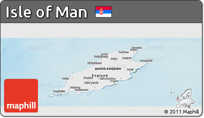 Satellite Panoramic Map of Isle of Man, single color outside, shaded relief sea